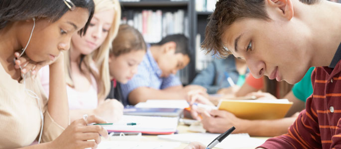 Students in the library