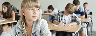 Child sat in class
