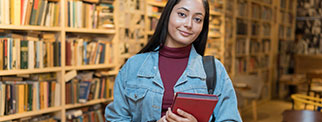 Person in a library