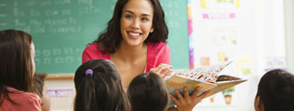 Teacher taking a lesson with young learners