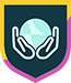 keyline shield with hands holding globe